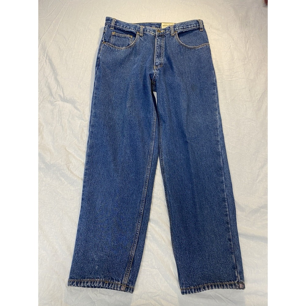 Eddie Bauer Flannel Lined Jeans Men 34x30 Measured (Tag 36x30) Blue Denim